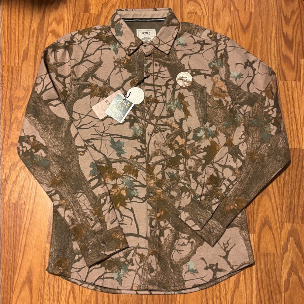 Nomad fleece lined Camo print Camouflage Long Sleeve Button Up Shirt Mens medium